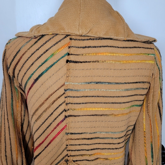 Soft Surroundings Kinsale Bouclé Jacket Top XS Striped Embroidered Cotton Boho - Picture 10 of 12